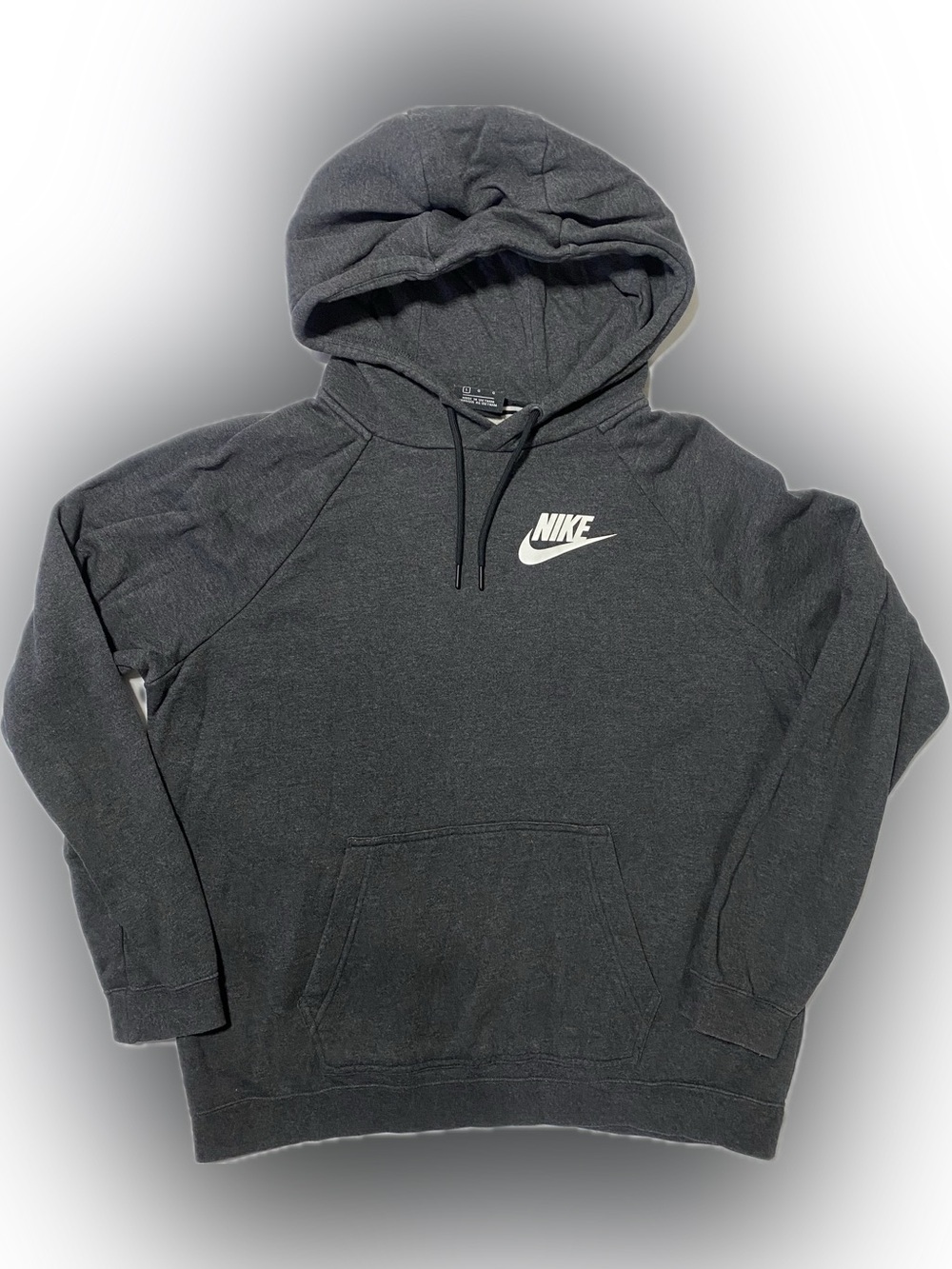 Nike Men's Charcoal Hooded Sweatshirt with White Logo